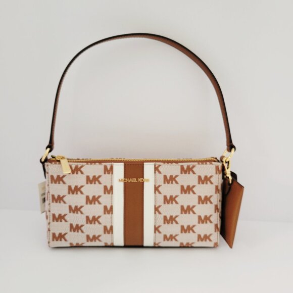 Michael Kors Vincent Medium Pouchette Card Case Shoulder Handbag Luggage - Picture 1 of 7